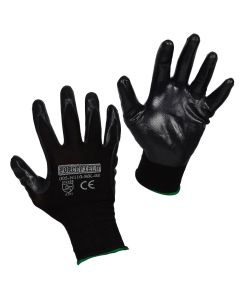 Black nitrile glove with palm coating, black nylon liner – Size XL