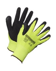 Black Latex Palm-coated Gloves, Yellow Nylon Liner